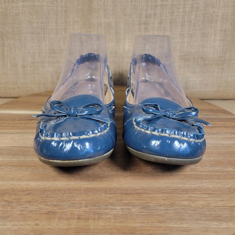 Sperry Top-Sider Flats Women's 8M Blue Patent Leather Moccasin Boat Shoes - Picture 2 of 10